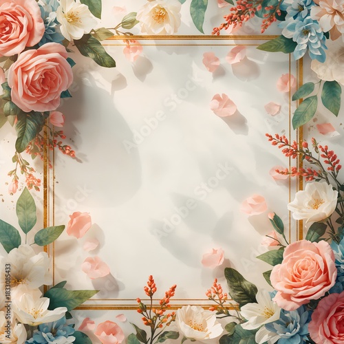 Beautiful Floral Border Design With Pastel Colors for Invitations or Decor