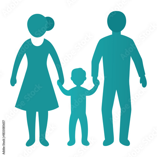 Diverse family holding hands in a loving silhouette representing unity and connection isolated on white background