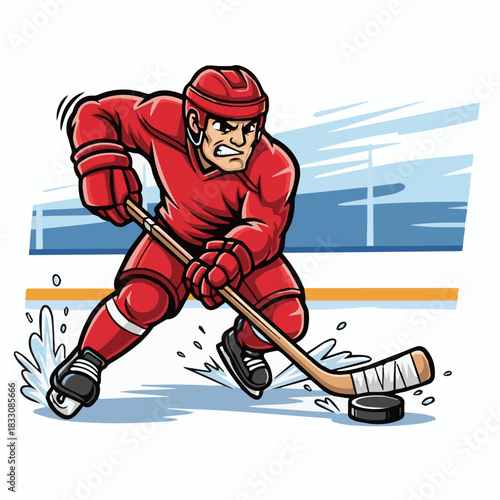 Hockey Illustration Logo Design. Ice Hockey Championship Logo Design Vector