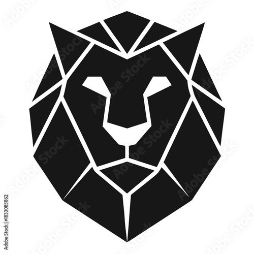 Geometric lion head silhouette simple shape graphic design isolated on white background