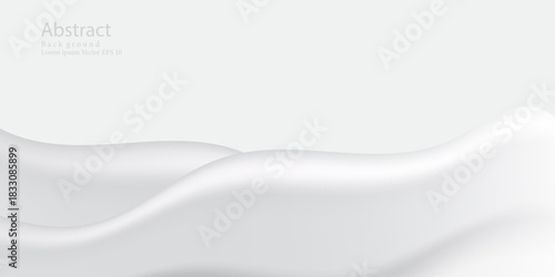 Abstract White Wavy Cloth Fabric Minimal Background Smooth Milk Splash. Modern Trendy design in Vector Illustration