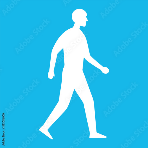 Simple bold silhouette of a man walking clean vector design isolated on white background
