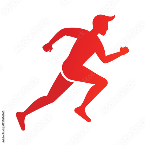 Dynamic runner silhouette captured mid stride conveying motion and energy isolated on white background