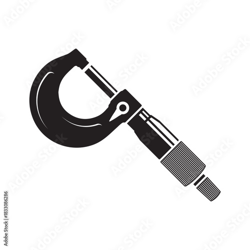 📏 Industrial Micrometer Measurement Tool Silhouette Vector Icon