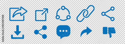 Collection of modern web icons. share, download, link, and comment symbols vector set.