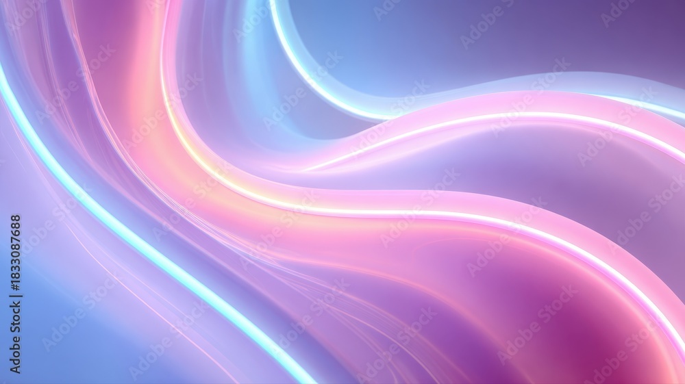 Naklejka premium Abstract Flowing Light Waves in Soft Pink and Blue Tones