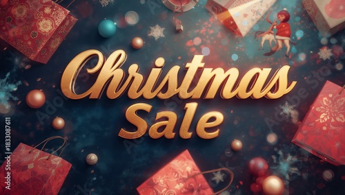Christmas Sale Decorations With Trees and Presents Create a Festive Atmospher...