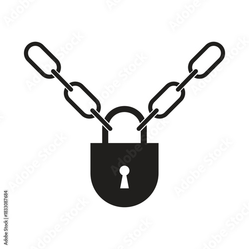 Steel Metal Keyhole Padlock Chain Key Icon