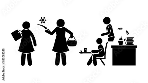 Woman Wife Mother Daily Routine Icon Sign Pictogram .vector icon
