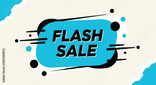 Dynamic flash sale promotional banner with abstract design elements for digital marketing campaigns