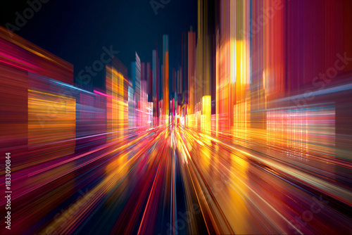 abstract city lights blur motion speed streak effect
