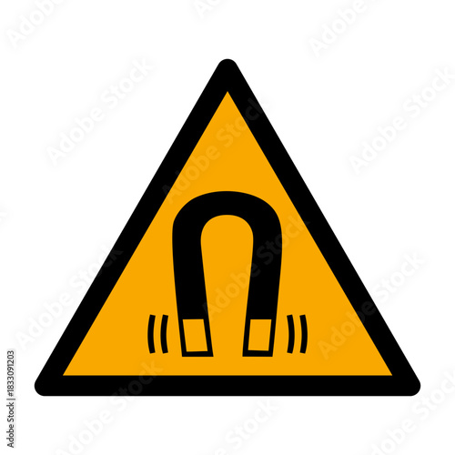 ISO 7010 W006 Magnetic Field Warning Sign. Magnetic Hazard Symbol. Magnetic Field Alert. Magnetic Field Exposure Warning. Magnetic Field Safety Pictogram. 