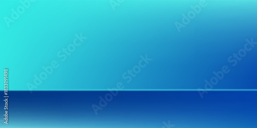 Modern blue-green gradient studio room, abstract background pattern, walls and floor reflect neon lights, dark tones abstract modern design