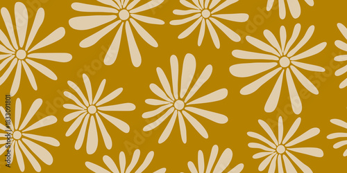 Retro Daisy Bloom Seamless Pattern