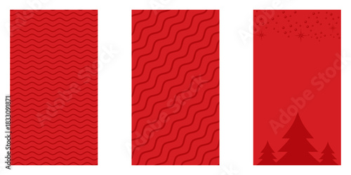 Red Christmas geometric vertical background collection. Merry Christmas vertical poster, social media post stories layout, quiz backdrop, square banner design template set