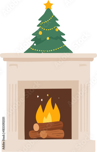 fireplace with christmas decorations