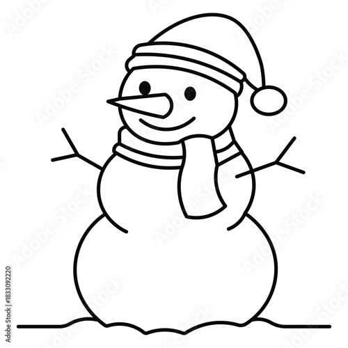 Cute snowman vector illustration isolated on white background