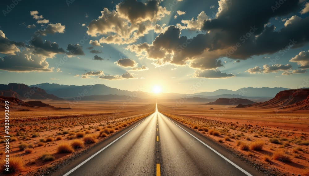 Fototapeta premium Long road journey ahead an extensive road stretching into distance promising adventure and endless possibilities for exploration