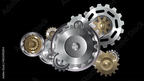Steel mechanism in constant motion. You Can Place The Element On Any Background Or Picture.	

