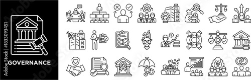 GOVERNANCE icon collection set. Containing design team, team meeting, team leader, synergy, brainstorming