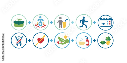 healthy lifestyle, daily routine concept, daily, chores, routine, daily routine, drawings, pictograms, icons, highlighted on a white background, flat vector illustration .vector icon