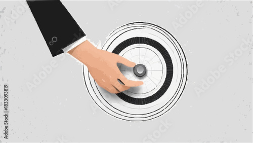 A hand holding a compact digital storage disc object with a target concept