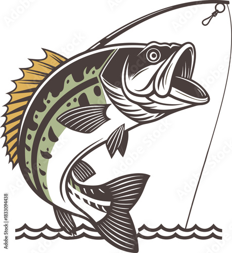vector fish on a hook