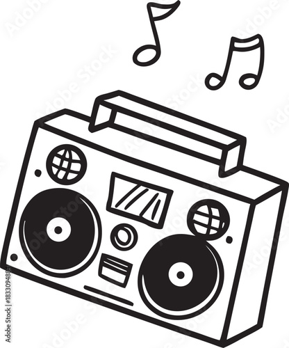 vector retro radio cassette player