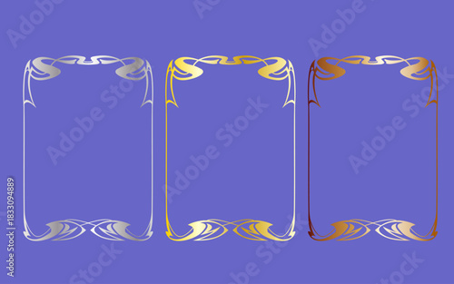 金銀銅の豪華なゴシック風フレームセット。グラデーション。A判型。