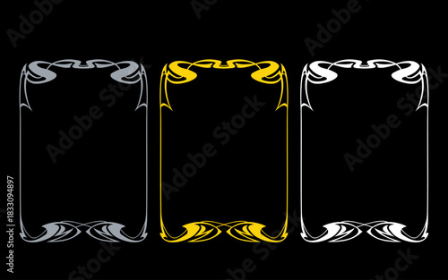 A判型。アールヌーボー風フレームセット。金色銀色白色。