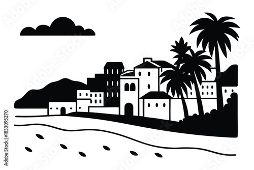 Nice French Riviera Beach Promenade and Pastel Buildings