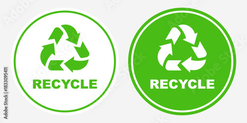 recycled label sticker design recycling waste for garbage trash bin green symbol isolated vector