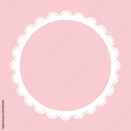 Simple white lace frame, round tag, label