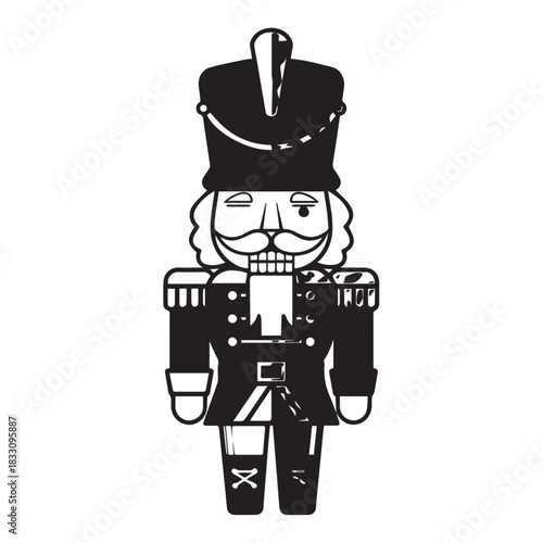 Traditional Nutcracker Soldier Figurine in Uniform for Holiday Display.
