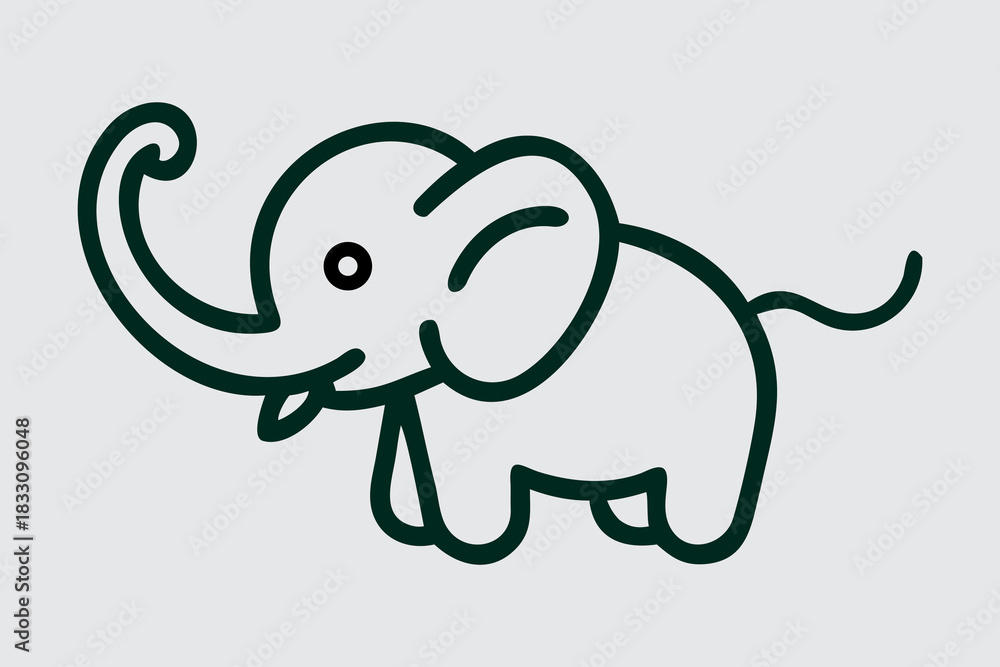 Fototapeta premium Cute Baby Elephant Walking Illustration