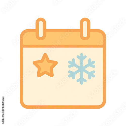 vector illustration of a calendar icon + Seasonal Calendar Icon – Star and Snowflake Symbols for Holiday Scheduling and Winter-Themed Design Projects
