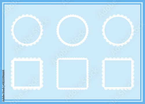 Simple white lace frames set, round tag, square label