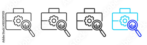 efficiency audit icon set collection in creative outline style for business featuring thickness variations suitable for workflow assessment team performance pro visuals