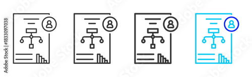 stakeholder review icon set collection in creative outline style for business featuring thickness variations suitable for workflow assessment team performance pro visuals