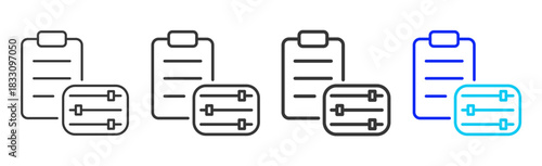 control inspection icon set collection in creative outline style for business featuring thickness variations suitable for workflow assessment team performance pro visuals