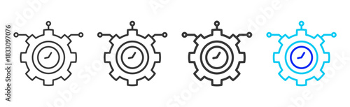 efficiency audit icon set collection in creative outline style for business featuring thickness variations suitable for workflow assessment team performance pro visuals