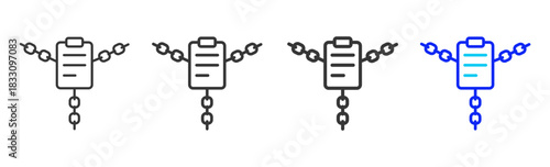 linkage review icon set collection in creative outline style for business featuring thickness variations suitable for workflow assessment team performance pro visuals