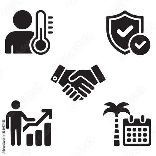 Employee Benefits icon set vector