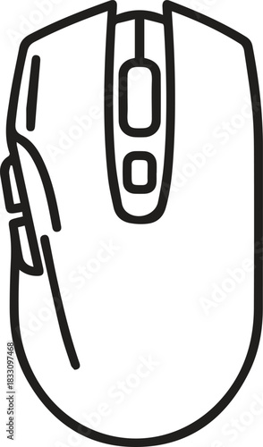 Outline drawing of a wireless computer mouse