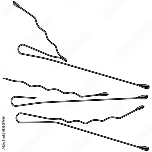 broken bobby pins vector drawing.