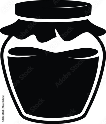 Minimalist black jam jar food container silhouette vector icon