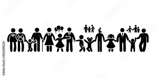 happy family icons, vector symbols collection .vector icon
