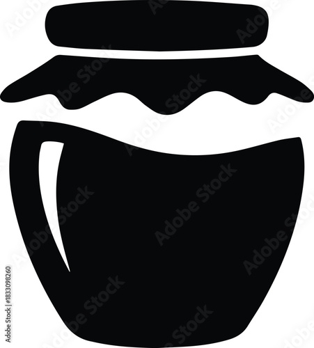 Minimalist black jam jar food container silhouette vector icon
