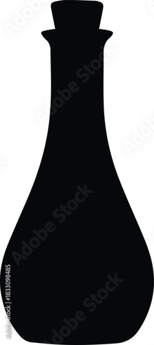 Minimalist black vinegar glass bottle cruet silhouette vector icon