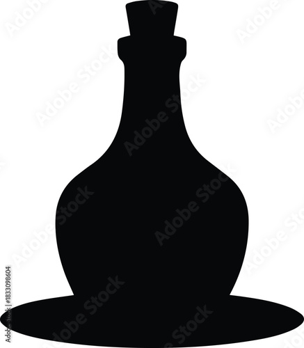 Minimalist black olive oil bottle cruet silhouette vector icon